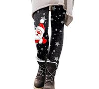 Leather Look Leggings Cartoon Santa Print Inside Leggings Boots Trousers Ladies Leggings Size 10, red, L
