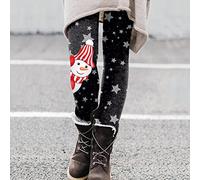 Leather Look Leggings Cartoon Santa Print Inside Leggings Boots Trousers Ladies Leggings Size 10, White, M
