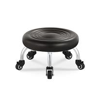 Leather Low Roller Seat with Back Rest - Small 360° Rotating Stool Chair for Comfortable Wheel Seating, Perfect for Home, Office, Salon, or Studio Use