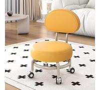 Leather Low Stools for Children with Backrest, Silent Round Design, Ideal for Pedicures, Compact Size