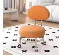 Leather Low Stools for Children with Backrest, Silent Round Design, Ideal for Pedicures, Compact Size