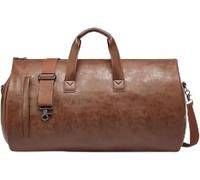 Leather Luggage Bag, Adjustable Shoulder Strap Handbag, Weekend Travel Bag and Shoe Compartment