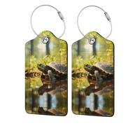 Leather Luggage Tag, 1 Pieces with Privacy Flap Id for Travel Bag Suitcase Tortoise Patterned