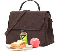 Leather Lunch Bag Women - Adult Modern Urban Style Stylish Vegan Leather Insulated Leakproof Lunch Box for Work - 2025 Newest Christmas Gifts for Women (Suede Brown, Standard)