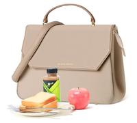 Leather Lunch Bag Women - Adult Modern Urban Style Stylish Vegan Leather Insulated Leakproof Lunch Box for Work - 2025 Newest Christmas Gifts for Women (Trench Beige, Standard)