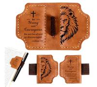 Leather Magnetic Bookmarks Christian with Pen Holder - Bible Magnetic Bookmarks for Men Kids Baptism Gifts for Boys Men Religious Gifts Bible Bookmark Accessories for Man Easter Basket Stuffers