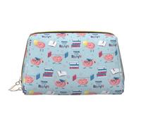 Leather Makeup Bag, Brain Training Cosmetic Bags Travel Toiletry Bag for Women, Make up Bag, Large Capacity Makeup Bag Organizer, Cute Makeup Pouch Makeup Case