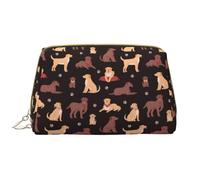 Leather Makeup Bag, Chocolate Labrador Retriever Dog Cosmetic Bags Travel Toiletry Bag for Women, Make up Bag, Large Capacity Makeup Bag Organizer, Cute Makeup Pouch Makeup Case