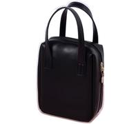 Leather Makeup Bag Portable Cosmetic Handbag with Compartments Large Zipper Travel Waterproof Toiletries for Women Pink One Size(Black)