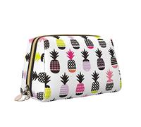 Leather Makeup Bag with Zipper for Women,Pine Retro Summer Beach Fruit Fashion Cosmetic Bag Toiletry Bag Cute Waterproof Makeup Case Travel Organizer for Accessories Toiletries Gifts,S