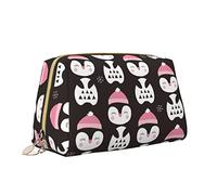 Leather Makeup Bag with Zipper for Women,The Cute Penguin Smiley is Very Cute and Funny Cosmetic Bag Toiletry Bag Cute Waterproof Makeup Case Travel Organizer for Accessories Toiletries Gifts,S