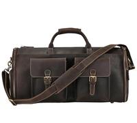 Leather Man Folding Suit Bag Business Travel Bag with Shoe Pocket Cowhide Cover Luggage Duffel Bag