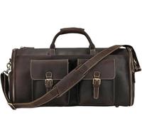 Leather Man Folding Suit Bag Business Travel Bag with Shoe Pocket Cowhide Cover Luggage Duffel Bag