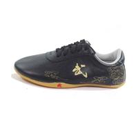 Leather Martial Arts Shoes, Mens Womens Lightweight Comfortable Traditional Kung Fu Shoes Anti-Slip Fashion Qigong Trainers,Black,6.5 UK