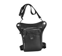 Leather Men Multifunction Design Small Messenger Bag Travel Belt Waist Pack Drop Leg Bag Pouch Leg Bag(Black)