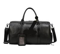Leather Men Women Travel Bag Carry On Luggage Shoulder Male Female(Black(45cm)-Laser)