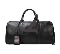 Leather Men Women Travel Bag Carry On Luggage Shoulder Male Female(Black(55cm)-Laser)