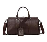 Leather Men Women Travel Bag Carry On Luggage Shoulder Male Female(Brown(45cm)-Laser)