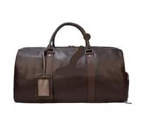 Leather Men Women Travel Bag Carry On Luggage Shoulder Male Female(Brown(55cm)-Laser)