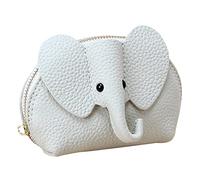 Leather Men's Wallet Cute Purse Elephant Purse Wallet Leather Purse With Wristlet Vertical Messengers (White, One Size)