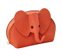 Leather Men's Wallet Cute Purse Elephant Purse Wallet Leather Purse With Wristlet Vertical Messengers (Orange, One Size)