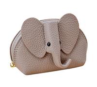 Leather Men's Wallet Cute Purse Elephant Purse Wallet Leather Purse With Wristlet Vertical Messengers (Grey, One Size)