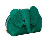 Leather Men's Wallet Cute Purse Elephant Purse Wallet Leather Purse With Wristlet Vertical Messengers (Green, One Size)