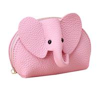 Leather Men's Wallet Cute Purse Elephant Purse Wallet Leather Purse With Wristlet Vertical Messengers (Pink, One Size)
