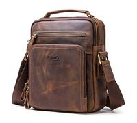 Leather Messenger For Men, Leather Man Purse Crossbody Shoulder Bag Business 9.7" iPad Travel Bag School Travel Handbag