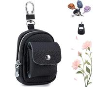 Leather Mini Backpack Keychain,Compact Organizer with Carabiner Clip,Multifunctional PU Mini Purse with Carabiner Clip (Black)