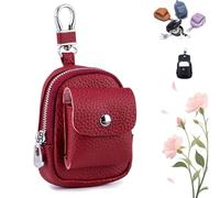 Leather Mini Backpack Keychain,Compact Organizer with Carabiner Clip,Multifunctional PU Mini Purse with Carabiner Clip (Red)
