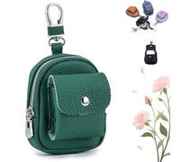 Leather Mini Backpack Keychain,Compact Organizer with Carabiner Clip,Multifunctional PU Mini Purse with Carabiner Clip (Green)