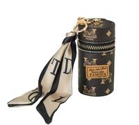 Leather Mini Makeup Bag for Lipstick - Water Bucket Design Hand Keychain Storage Box, Travel Cosmetic Case with Key Ring, M Brown, Elegant style