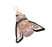 Leather Mini Makeup Bag for Lipstick - Water Bucket Design Hand Keychain Storage Box, Travel Cosmetic Case with Key Ring, Pink Check Pattern, Elegant style