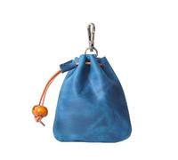 Leather Mini Medieval Pouch Keychain, Drawstring pouch bag,Change Holder, Small Leather Drawstring Pouch for Men Women, Blue