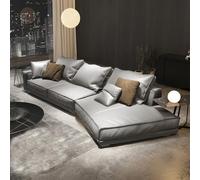 Leather Modular Sectional Couch - Big Comfy Cloud Sofa for Living Room Game Room, Corner Design, Solid Wood Frame, Plush Comfort, Stylish