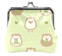 Leather Money Change Wallet for Girls, Cute Green Hedgehog, UNITALLA, Classic, Cute Green Hedgehog, UNITALLA, Classic, Cute Green Hedgehog, UNITALLA, Classic