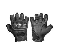 Leather Motorcycle Gloves Fingerless Half Finger Summer Breathable Goat Leather Carbon Fibre Protector Motorcycle Riding Gloves for Men and Women (M)