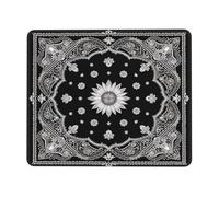 Leather Mouse Mat Black White Bandana Pattern Western Retro Office