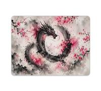 Leather Mouse Mat Dragon Circling The Moon Among Flower Gaming Mousepad