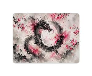 Leather Mouse Mat Dragon Circling The Moon Among Flower Gaming Mousepad