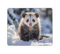 Leather Mouse Mat Opossum in Snow Mouse Pad Gamer 25x30cm