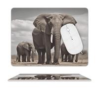 Leather Mouse Pad 10x8 Inch, Waterproof Non-Slip Desk Mat African Elephant Mousepad Thin Portable Computer Mousepads for Office Gaming Laptop PC, Easy Clean Mouse Mat