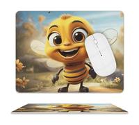 Leather Mouse Pad 10x8 Inch, Waterproof Non-Slip Desk Mat Bee Mousepad Thin Portable Computer Mousepads for Office Gaming Laptop PC, Easy Clean Mouse Mat