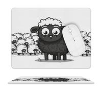 Leather Mouse Pad 10x8 Inch, Waterproof Non-Slip Desk Mat Cartoon Black White Sheep Mousepad Thin Portable Computer Mousepads for Office Gaming Laptop PC, Easy Clean Mouse Mat