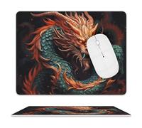 Leather Mouse Pad 10x8 Inch, Waterproof Non-Slip Desk Mat Chinese Dragon Mousepad Thin Portable Computer Mousepads for Office Gaming Laptop PC, Easy Clean Mouse Mat