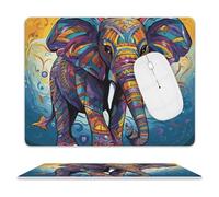 Leather Mouse Pad 10x8 Inch, Waterproof Non-Slip Desk Mat Colorful Elephant Mousepad Thin Portable Computer Mousepads for Office Gaming Laptop PC, Easy Clean Mouse Mat