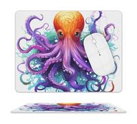 Leather Mouse Pad 10x8 Inch, Waterproof Non-Slip Desk Mat Colorful Octopus Mousepad Thin Portable Computer Mousepads for Office Gaming Laptop PC, Easy Clean Mouse Mat