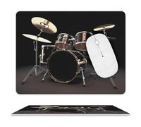 Leather Mouse Pad 10x8 Inch, Waterproof Non-Slip Desk Mat Cool Drum Set Mousepad Thin Portable Computer Mousepads for Office Gaming Laptop PC, Easy Clean Mouse Mat