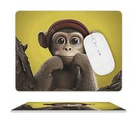 Leather Mouse Pad 10x8 Inch, Waterproof Non-Slip Desk Mat Curious Monkey Mousepad Thin Portable Computer Mousepads for Office Gaming Laptop PC, Easy Clean Mouse Mat